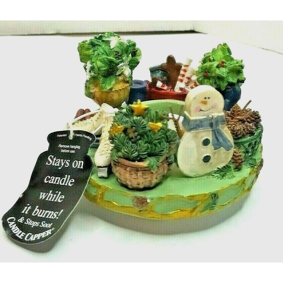 New Candle Capper Soot Stopper Winter Holiday skates snowman scarf gingerbread - Picture 3 of 6